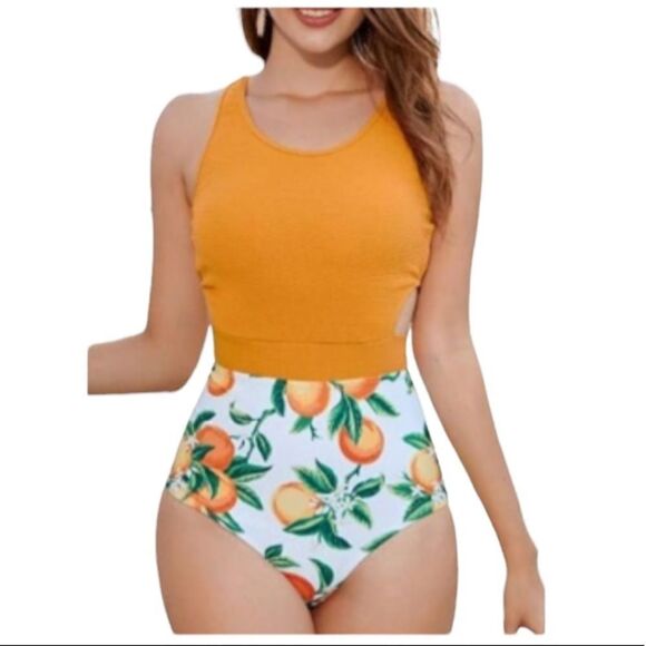 New With Tags Molybell Cut Out Fruit Print One Piece Swim Suit Size Medium - Picture 1 of 13